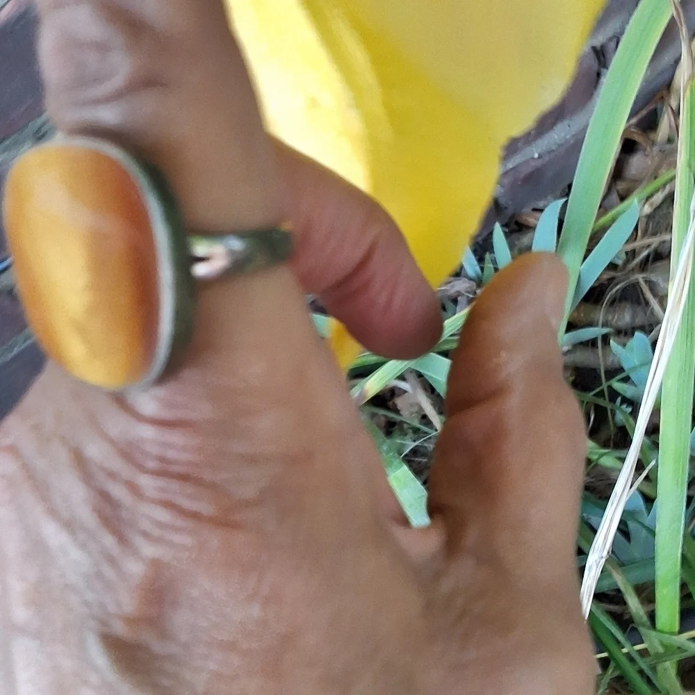 Sterling silver lucite center ring 8.5